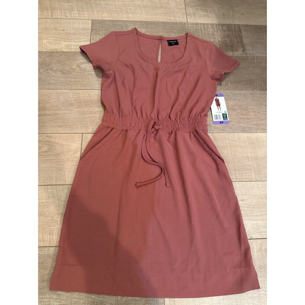 32° Cool XS Deco Rose Short Sleeve Dress With Elastic Waist & Pockets NEW